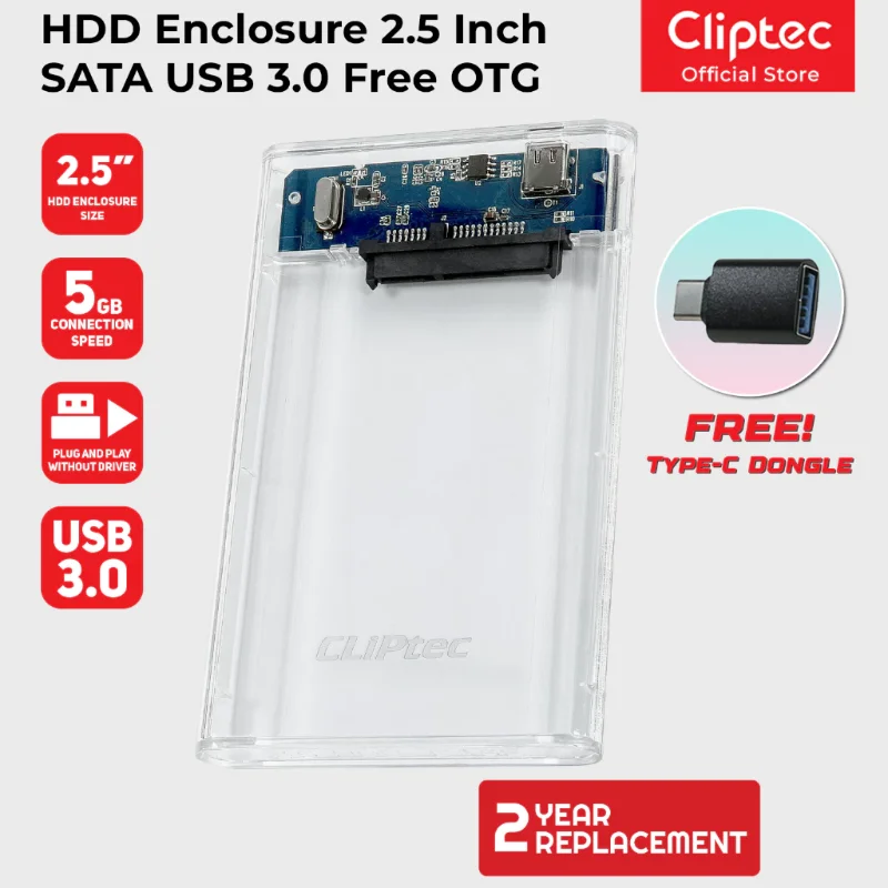 Enclosure HDD/SSD 2.5 inci Cliptec RZE285 USB 3.0
