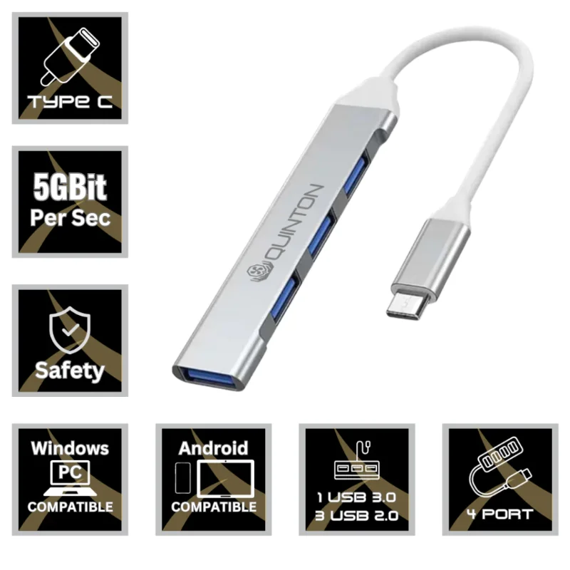 Hub USB-C Quinton 4 Port USB-A 3.0